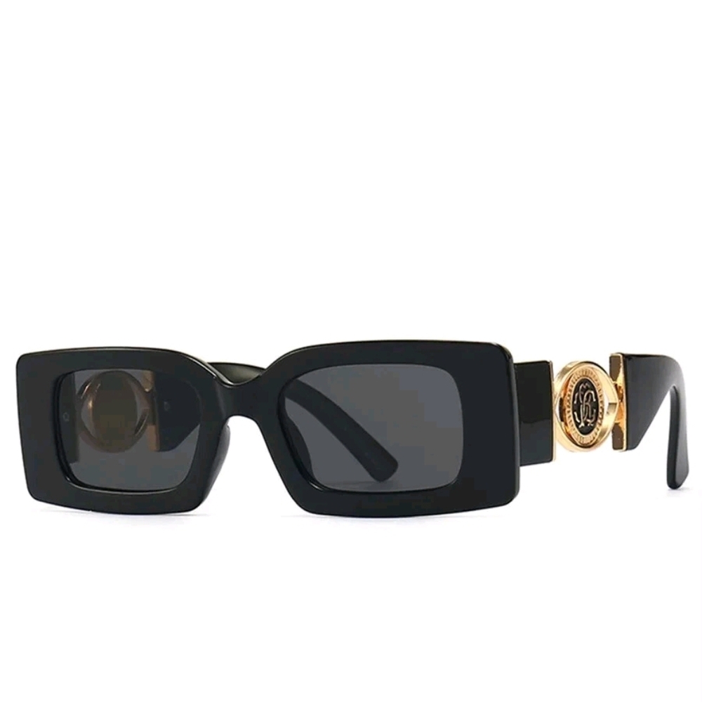 Elegant Black Rectangular Womens Sunglasses - Picture 2 of 6